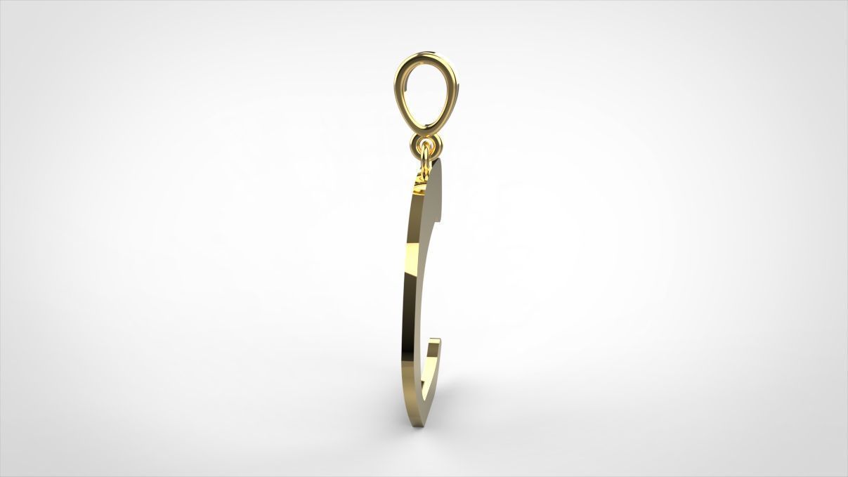 Pendant alphabet zaiedsloppy C small 3D print model_10