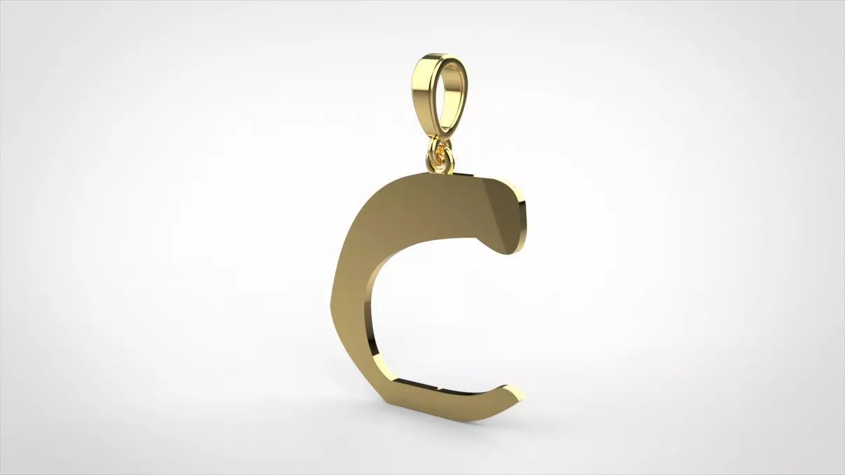 Pendant alphabet zaiedsloppy C small 3D print model_0