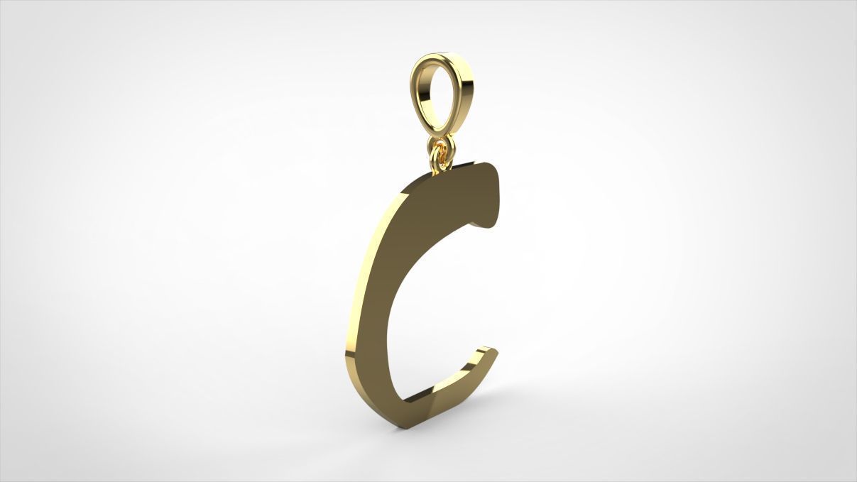 Pendant alphabet zaiedsloppy C small 3D print model_11