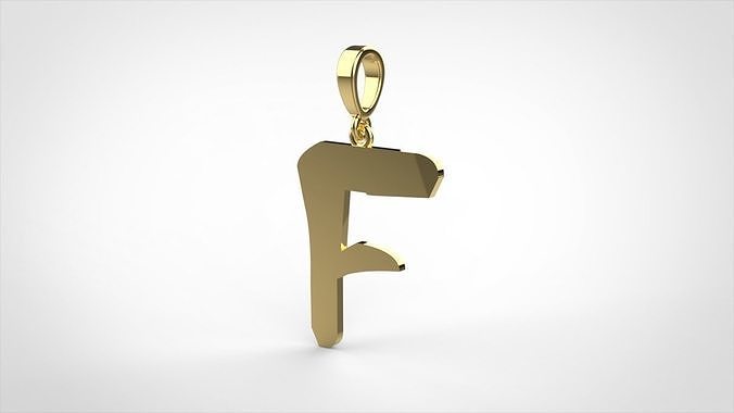 Pendant alphabet zaiedsloppy F small 3D print model