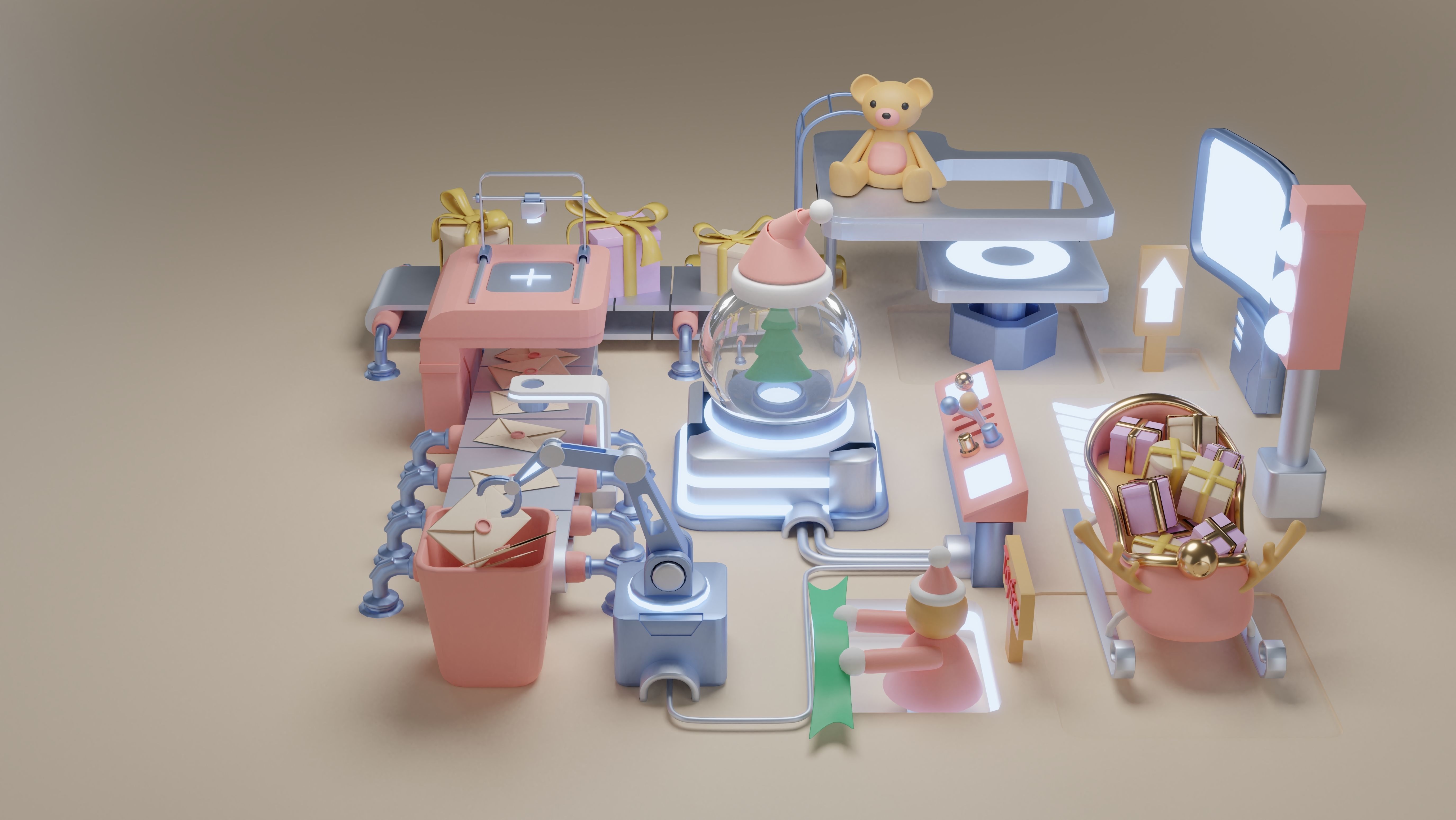 Production of Toy Factory Futuristic  Low-poly 3D model_2