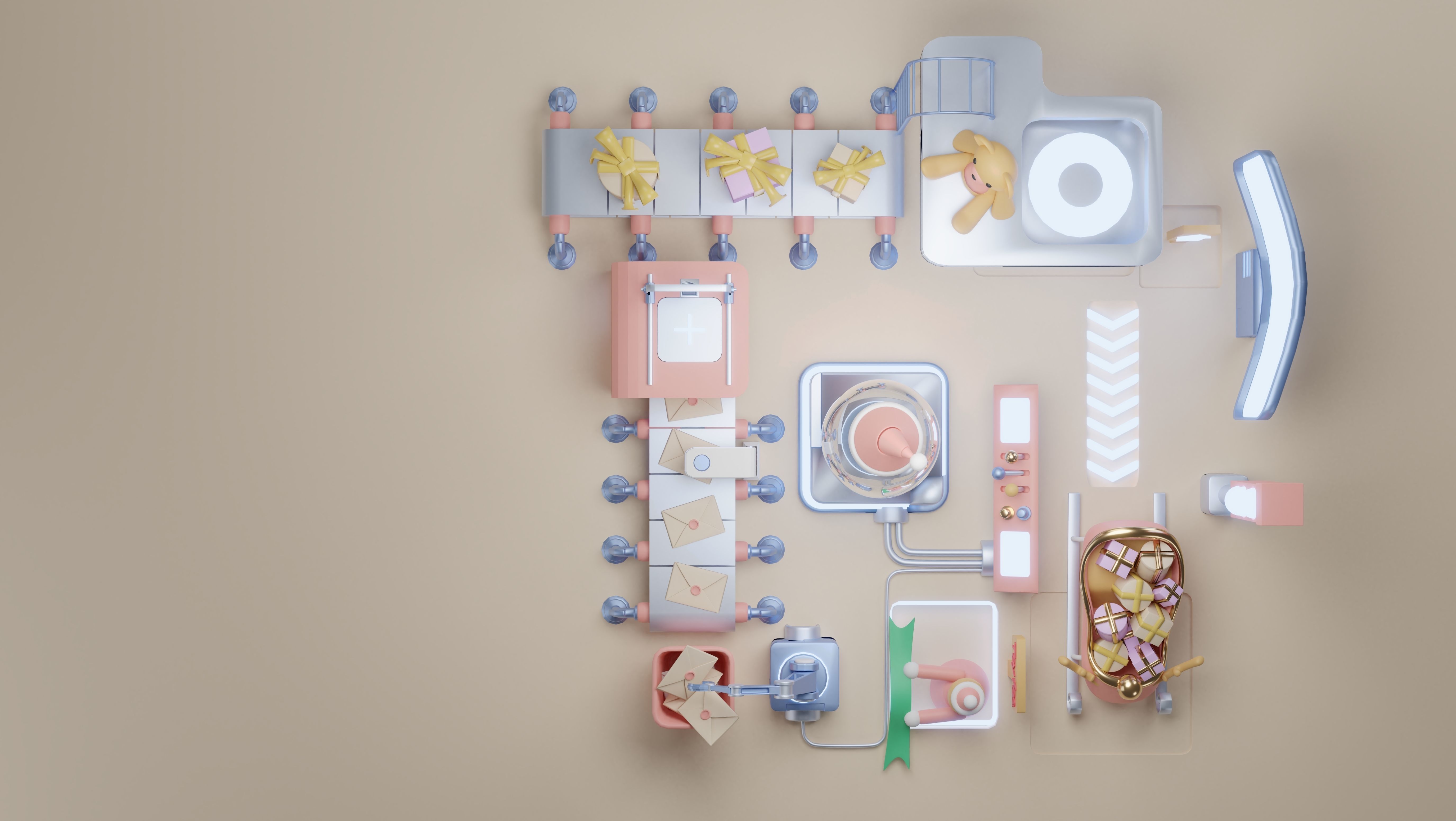 Production of Toy Factory Futuristic  Low-poly 3D model_4