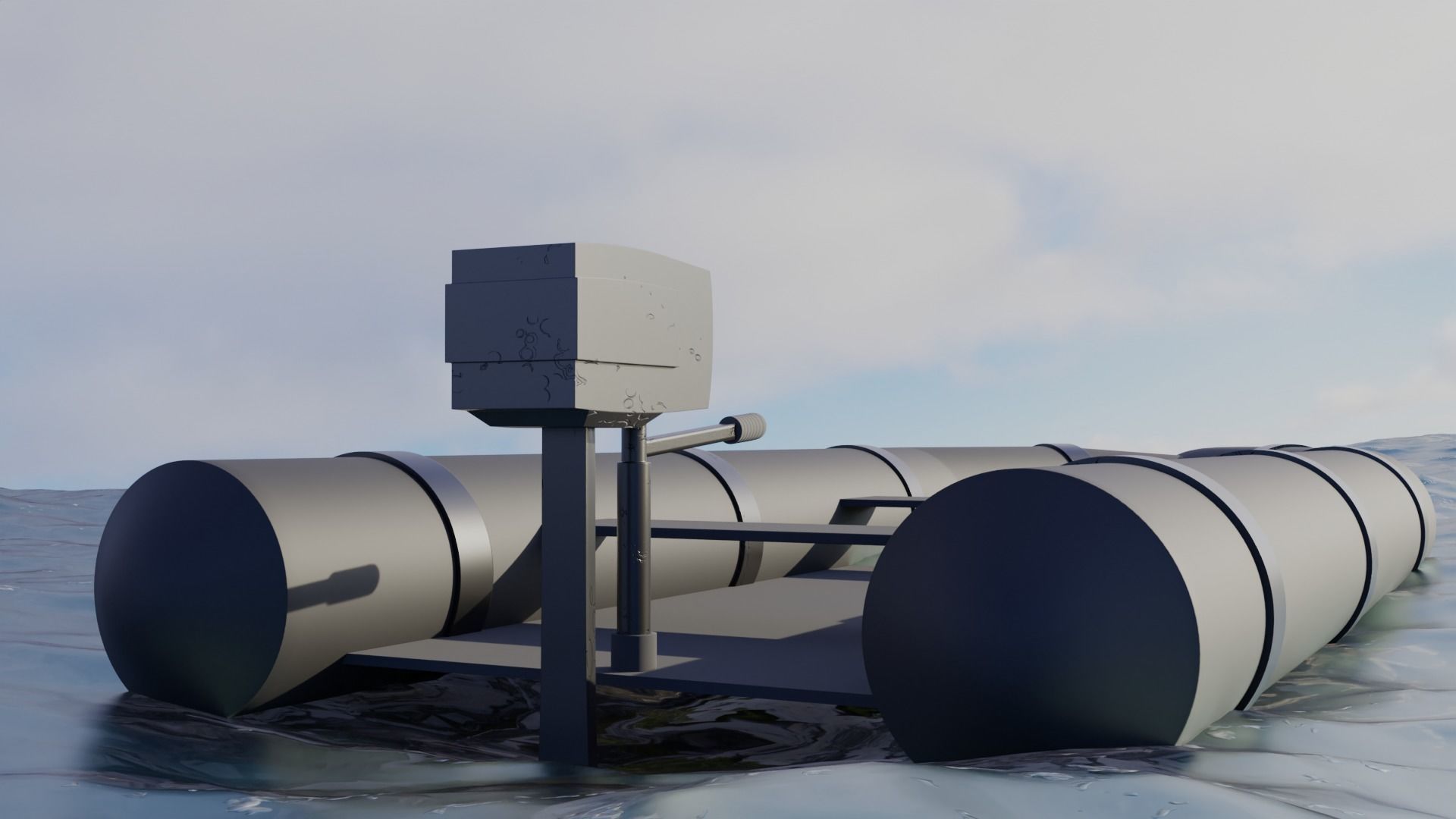 Raft with motor Low-poly 3D model_2