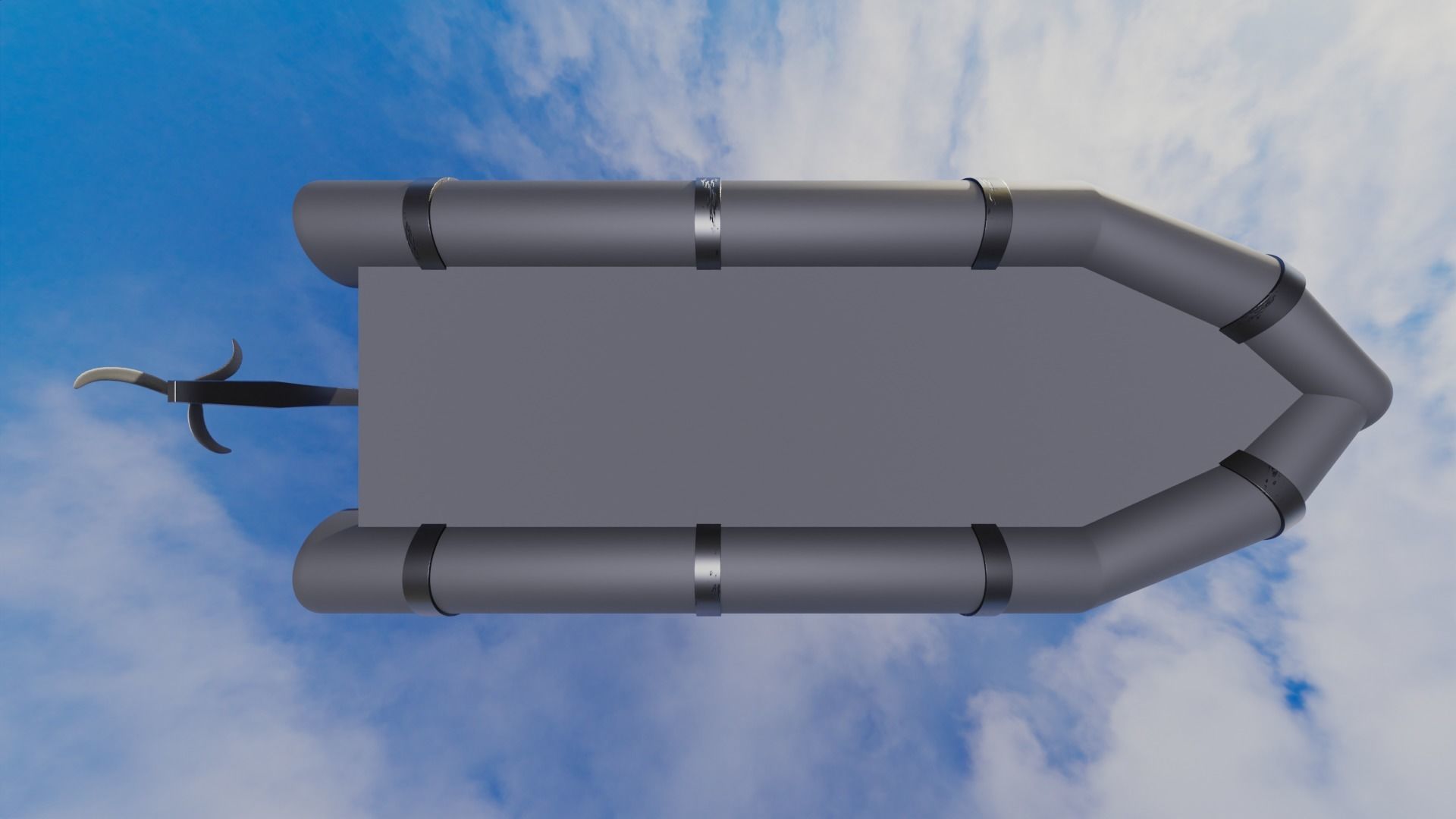 Raft with motor Low-poly 3D model_5