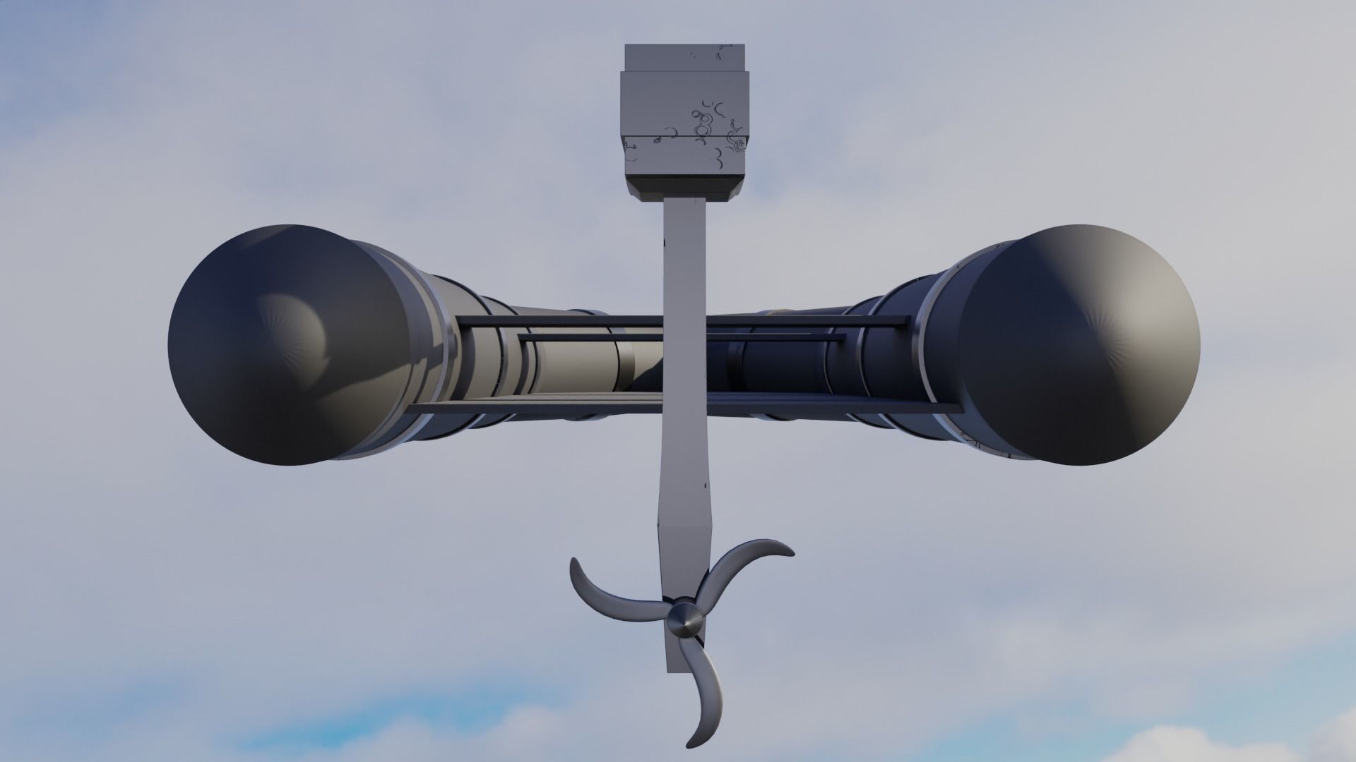 Raft with motor Low-poly 3D model_7