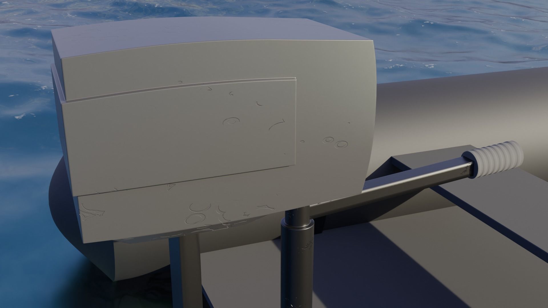 Raft with motor Low-poly 3D model_1