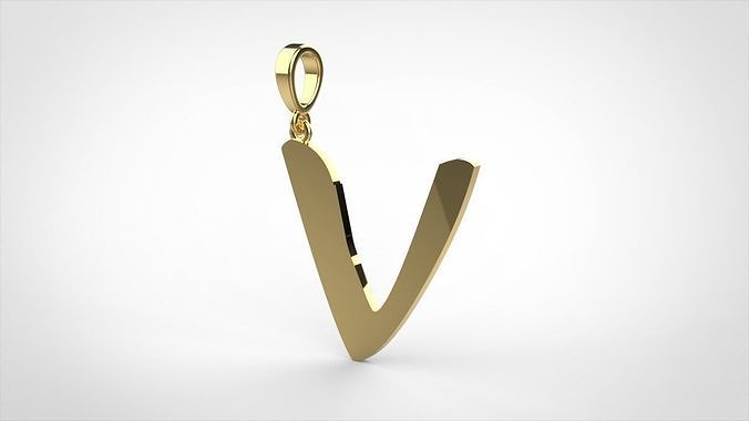 Pendant alphabet zaiedsloppy  V small  3D print model