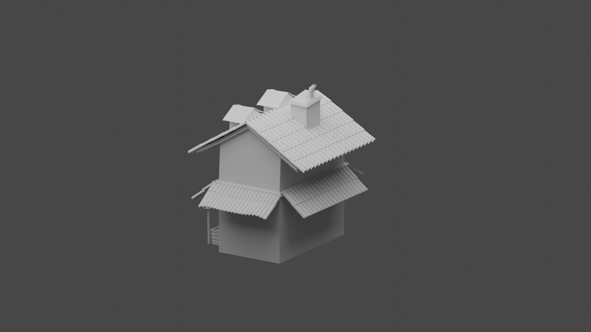 Medieval house with shop low Poly  Free 3D model_2