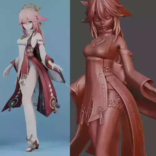 Yae Miko Genshin Impact Figure HIDEF KEYED 3D print model