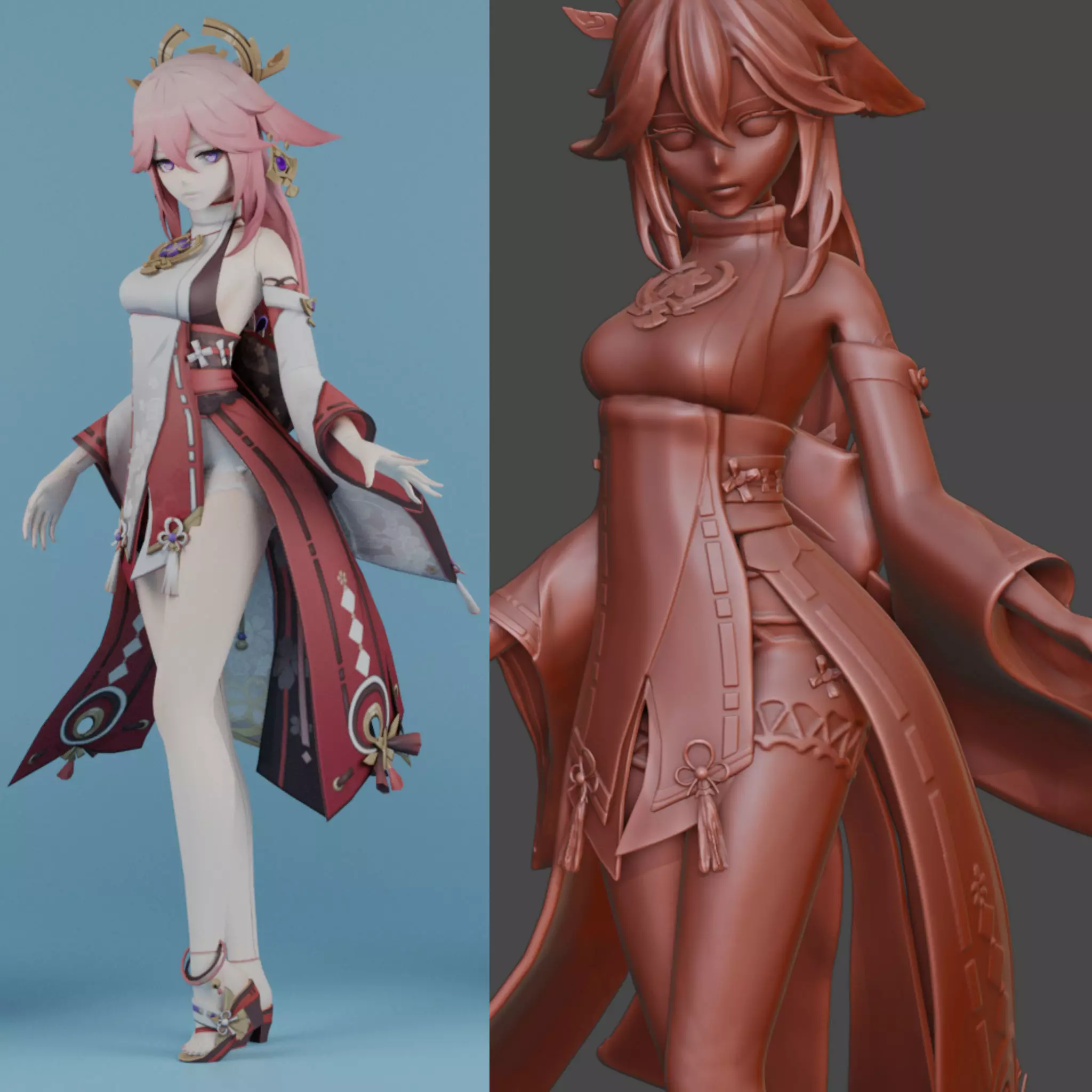 Yae Miko Genshin Impact Figure HIDEF KEYED 3D print model_0