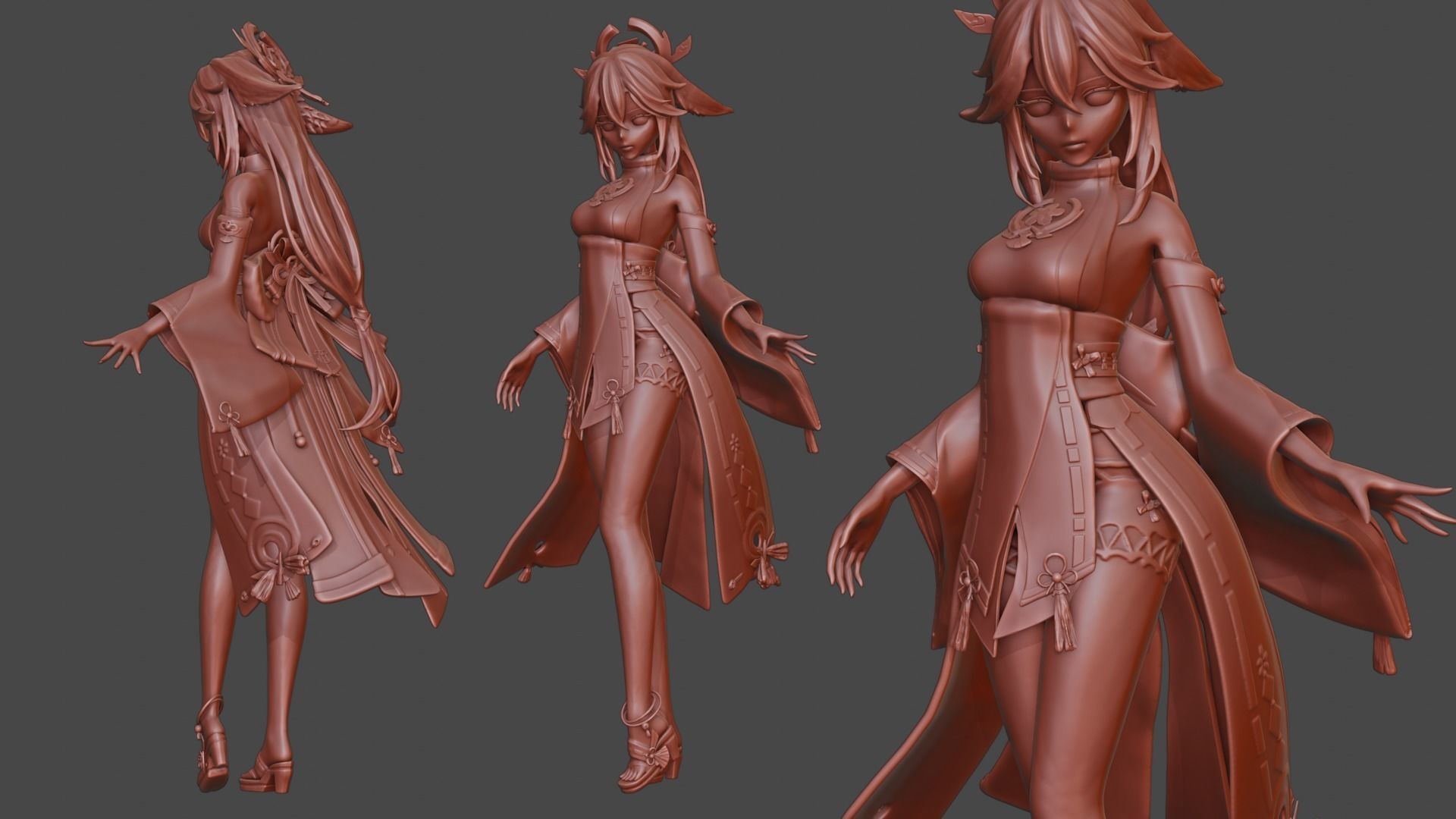 Yae Miko Genshin Impact Figure HIDEF KEYED 3D print model_3