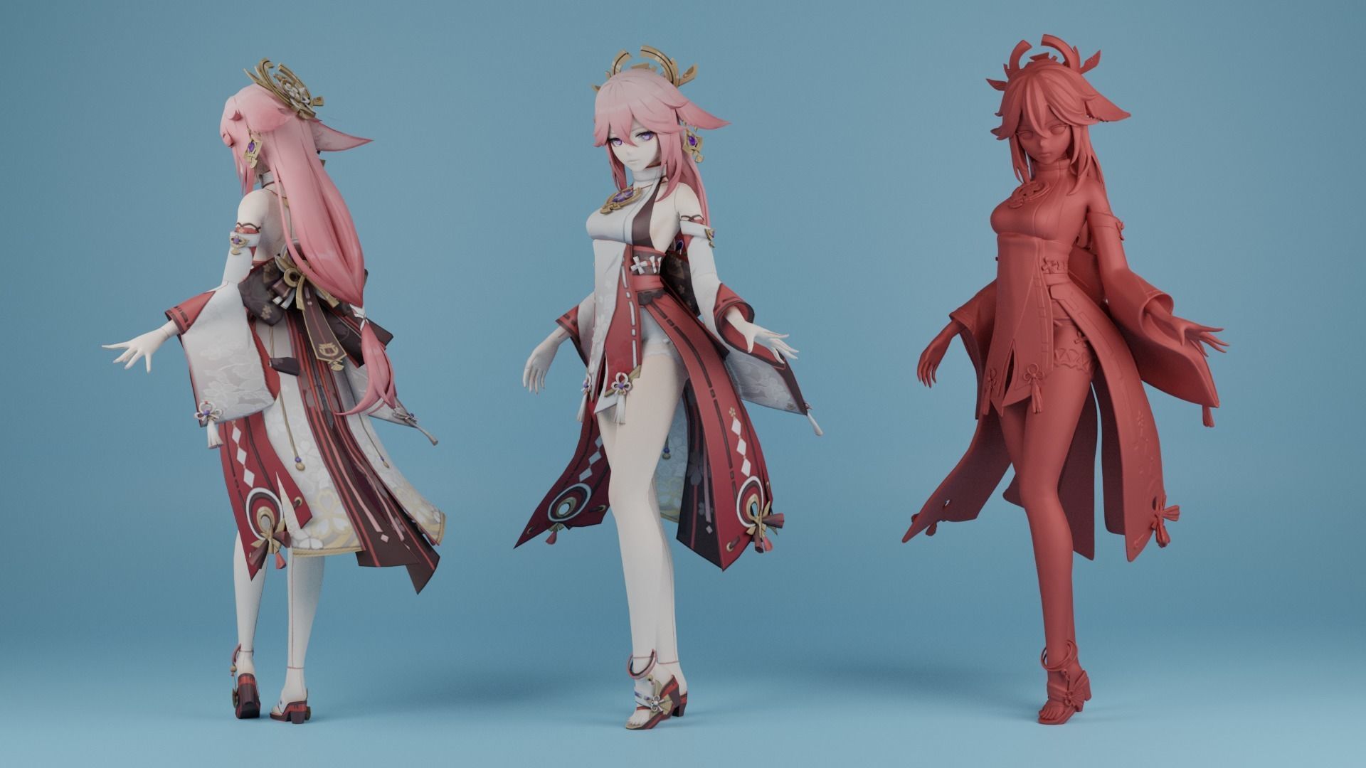 Yae Miko Genshin Impact Figure HIDEF KEYED 3D print model_1