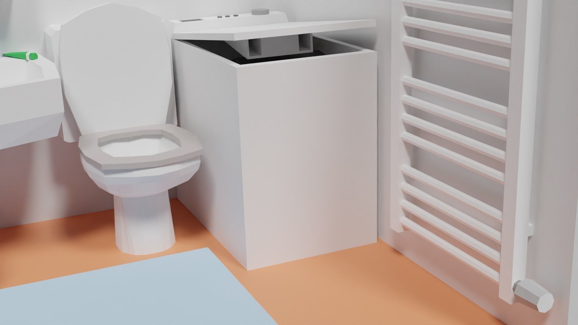 Lowpoly Bathroom with toilet and sink Low-poly 3D model_36