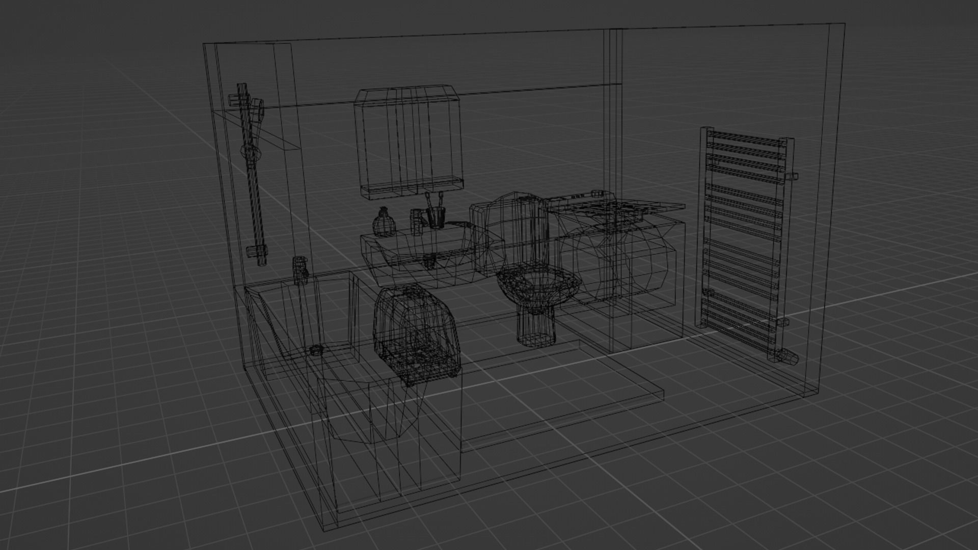 Lowpoly Bathroom with toilet and sink Low-poly 3D model_37