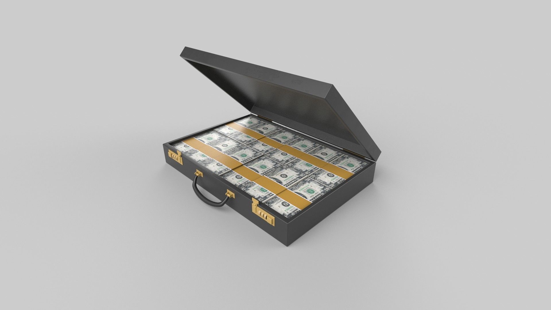 briefcase money in Low-poly 3D model_1