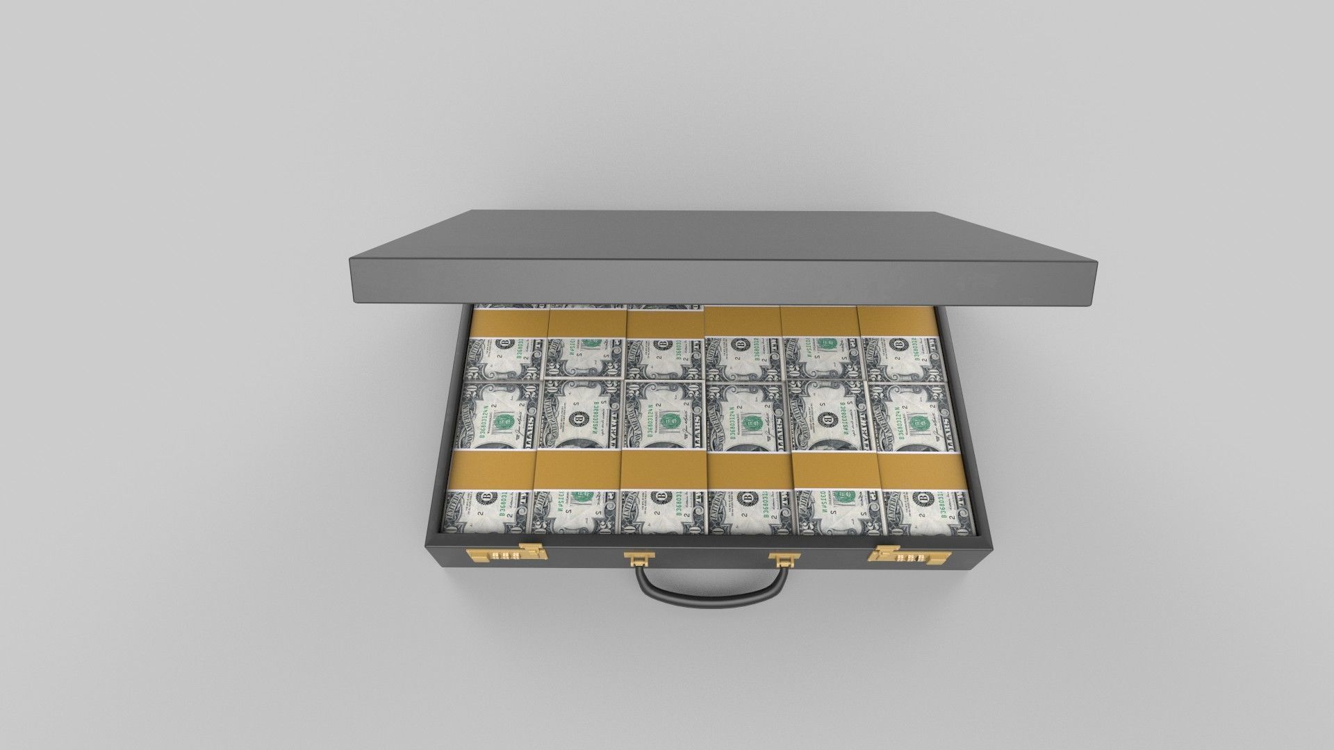 briefcase money in Low-poly 3D model_4