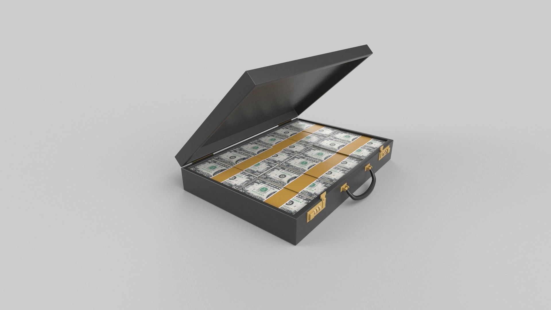 briefcase money in Low-poly 3D model_2