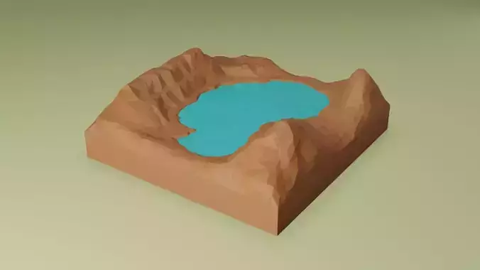 Isometric lake landscape