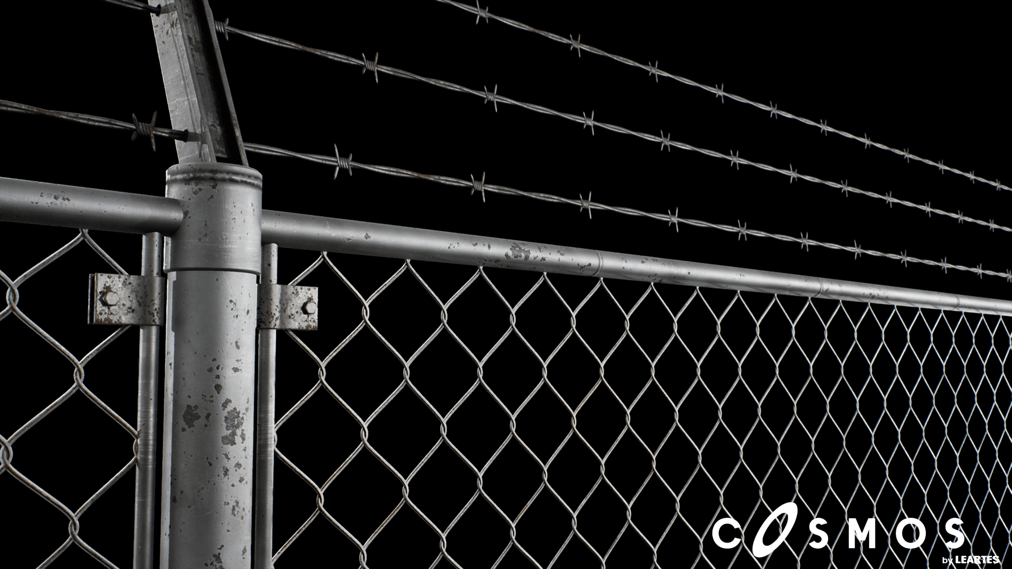 Military Module Wired Fence End Cap - 02 Low-poly 3D model_2