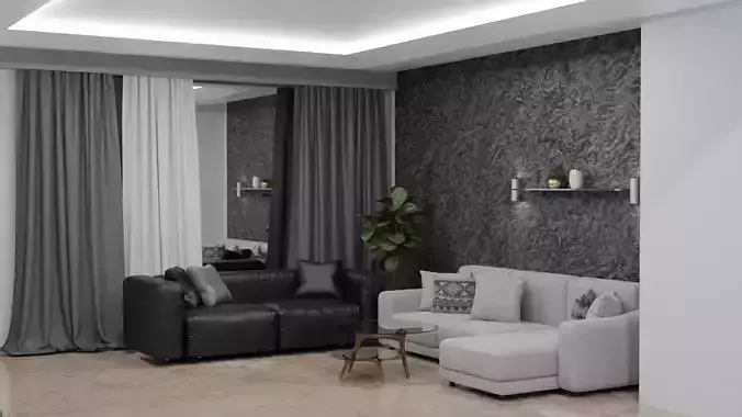 SOFA SET living room with walls and furniture