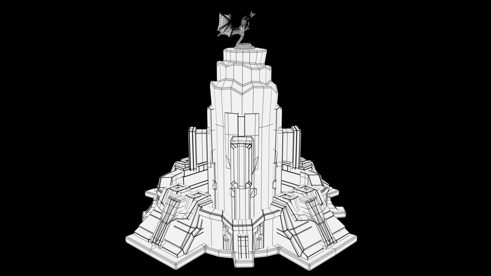 stylized stone tower Low-poly 3D model_7