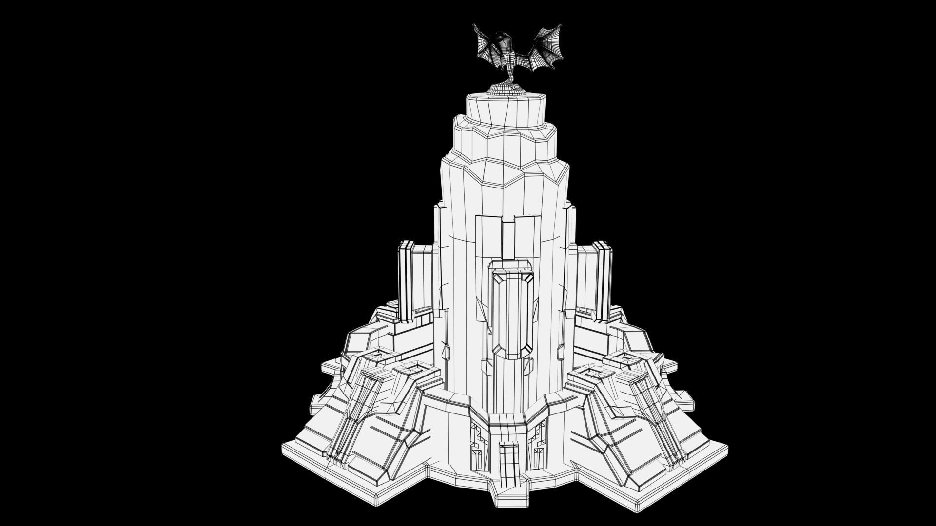 stylized stone tower Low-poly 3D model_6