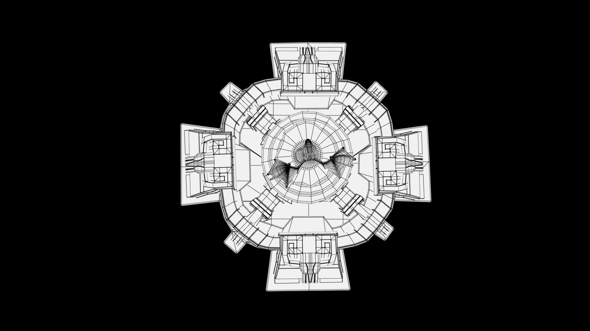 stylized stone tower Low-poly 3D model_9