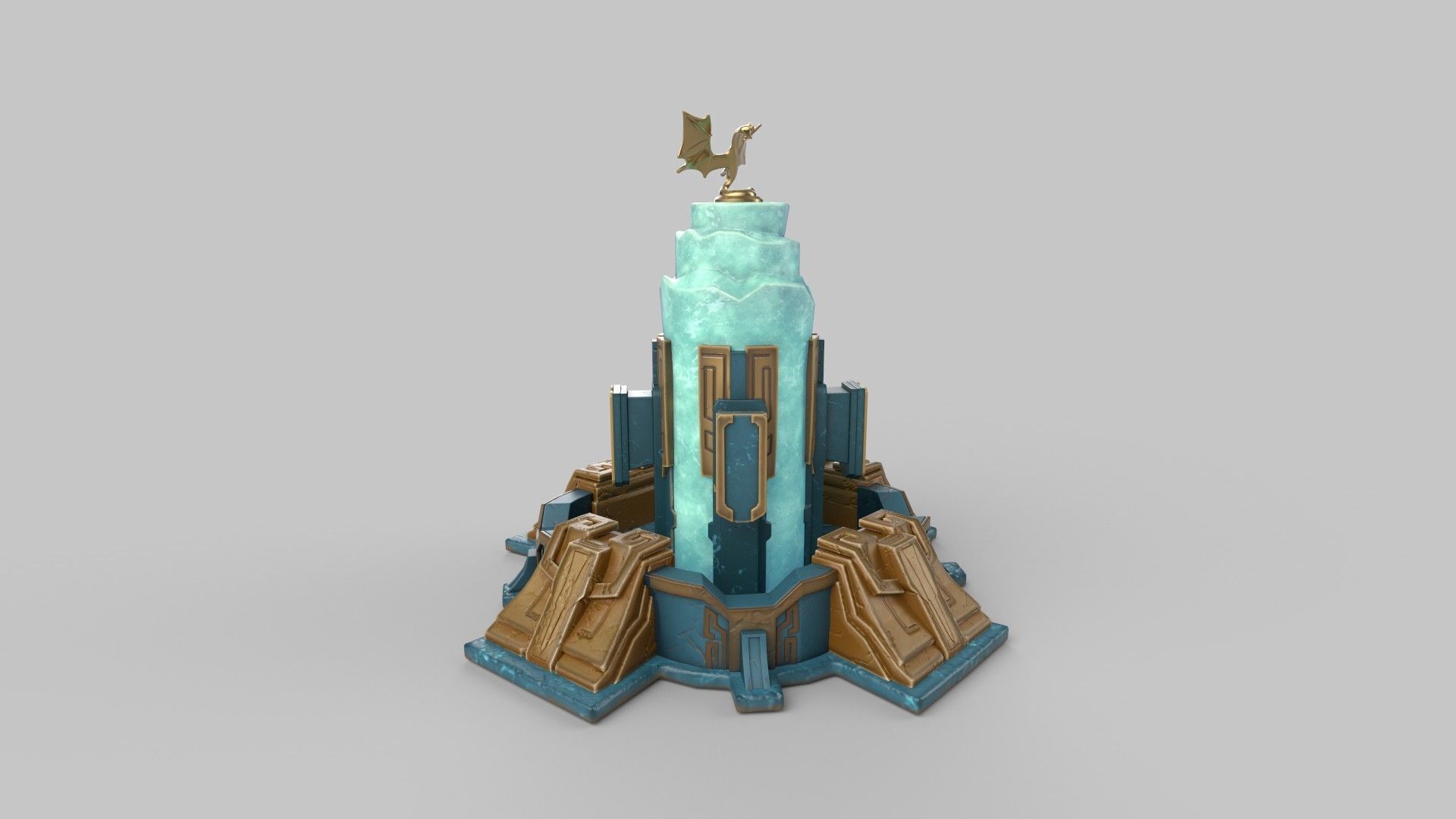 stylized stone tower Low-poly 3D model_2