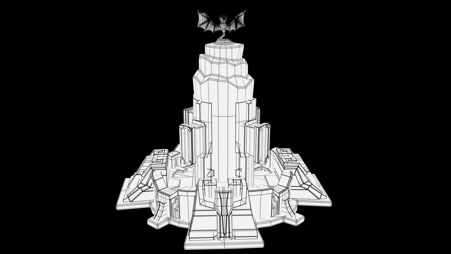 stylized stone tower Low-poly 3D model_5