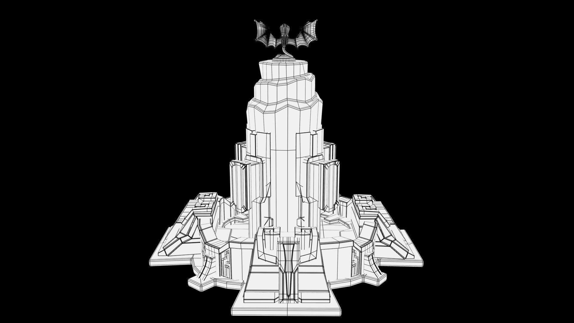 stylized stone tower Low-poly 3D model_8