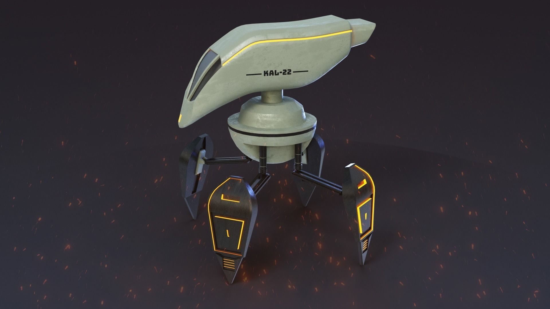 Kal-22  A Game Ready 4-armed Robot Low-poly 3D model_2
