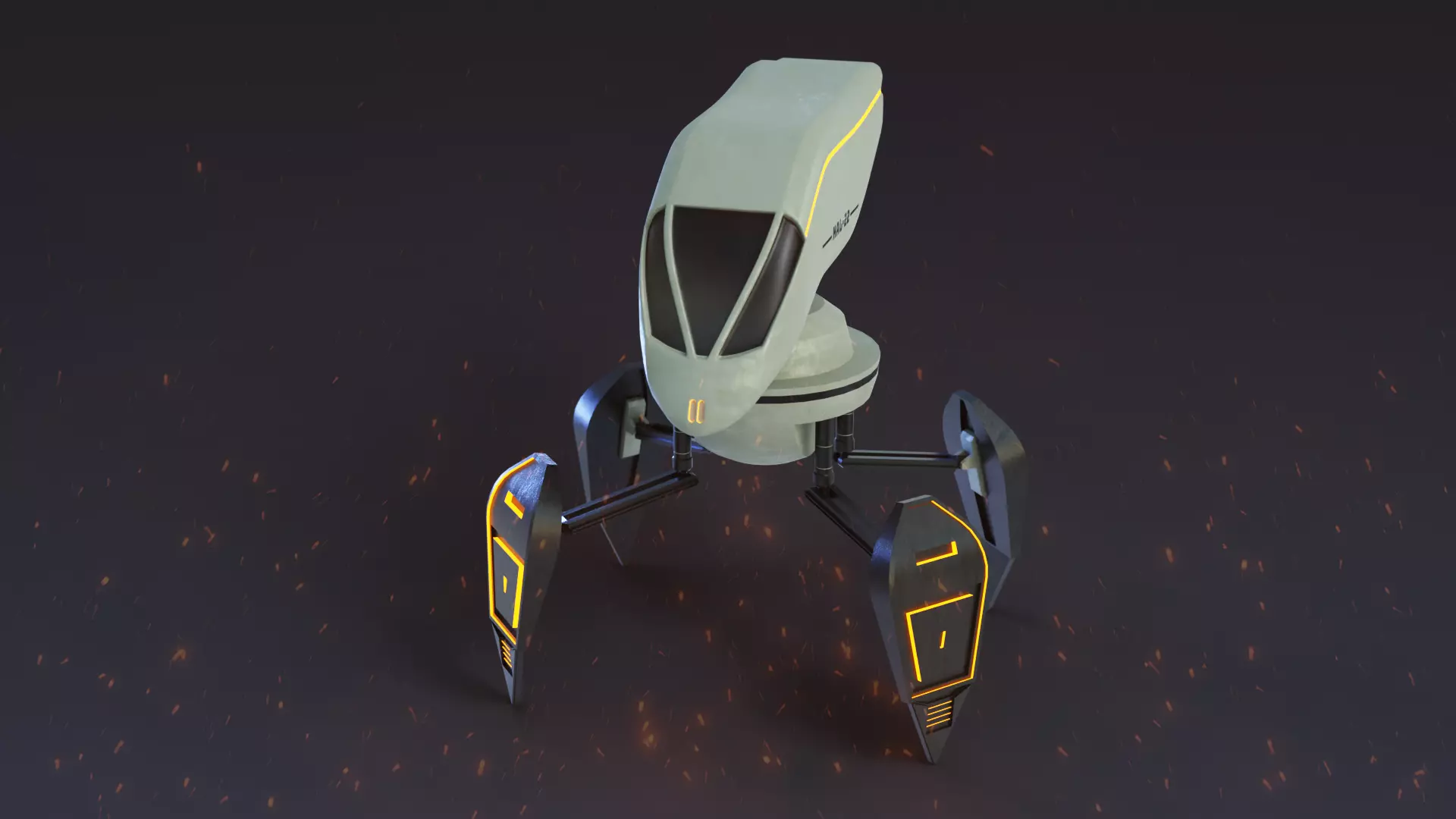 Kal-22  A Game Ready 4-armed Robot Low-poly 3D model_0