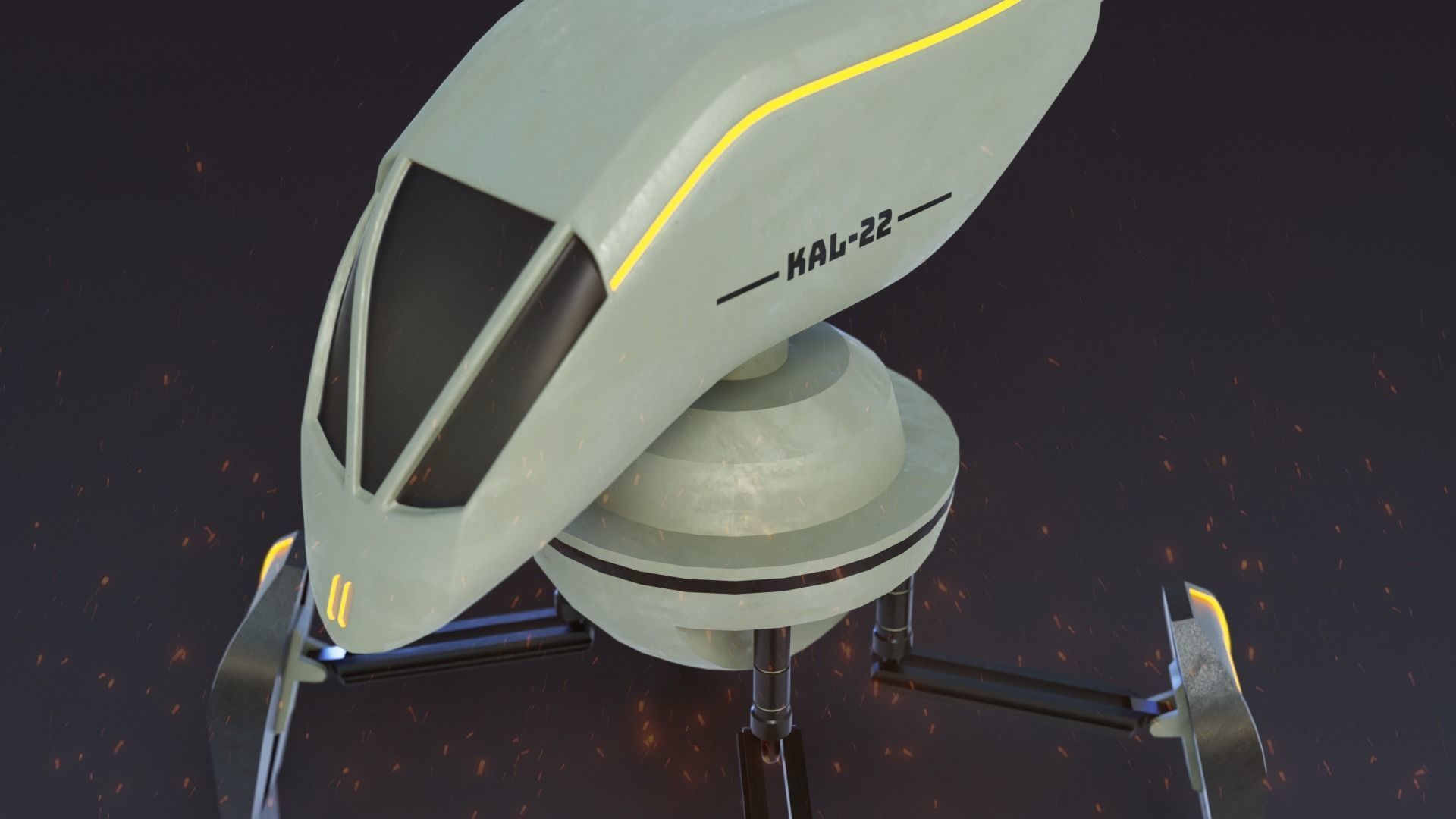 Kal-22  A Game Ready 4-armed Robot Low-poly 3D model_4