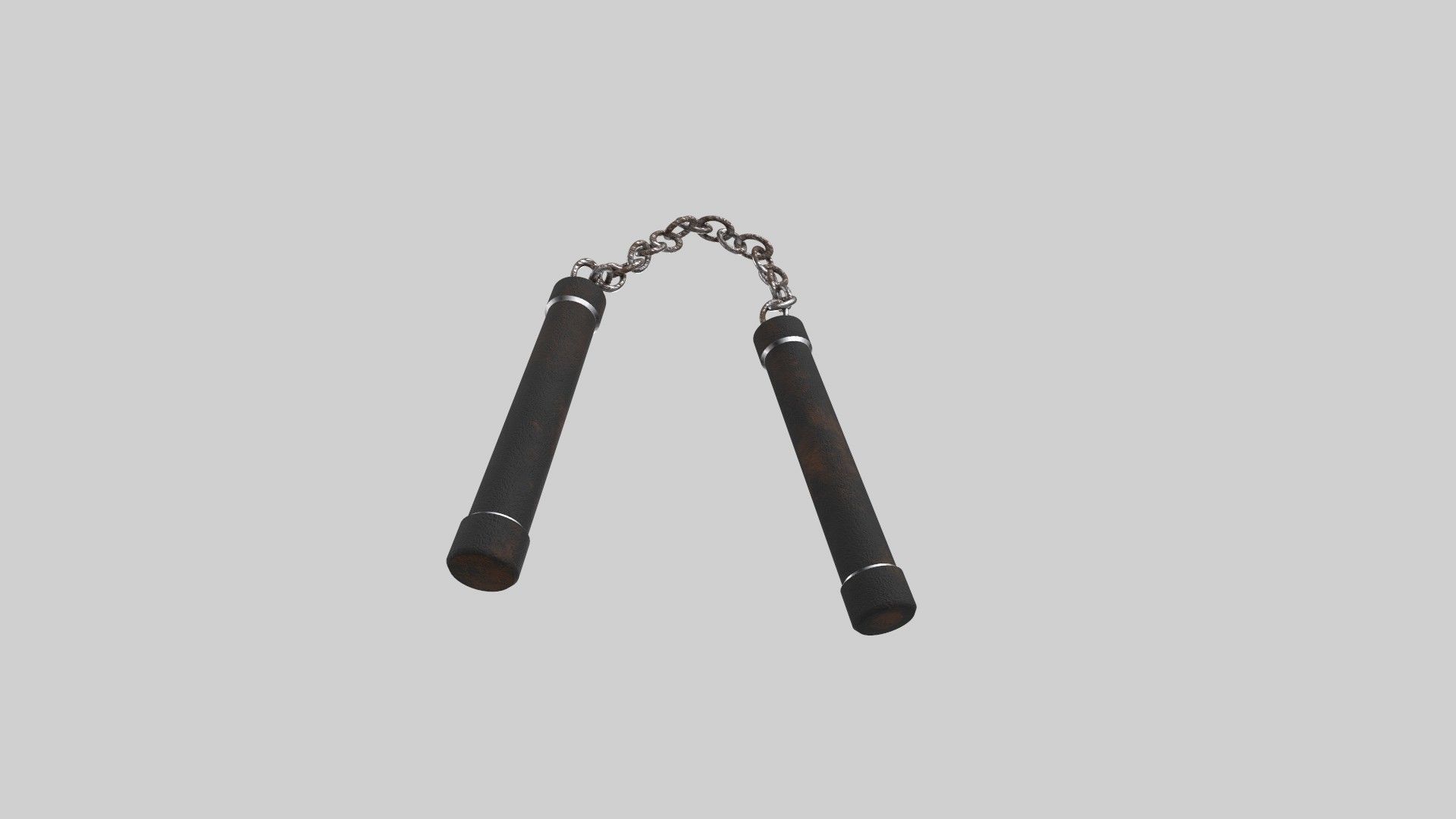 Nunchaku wooden stick with chains Low-poly 3D model_4