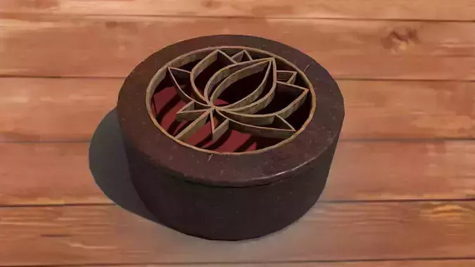 Vintage retro jewelry box PBR low-poly 3D model