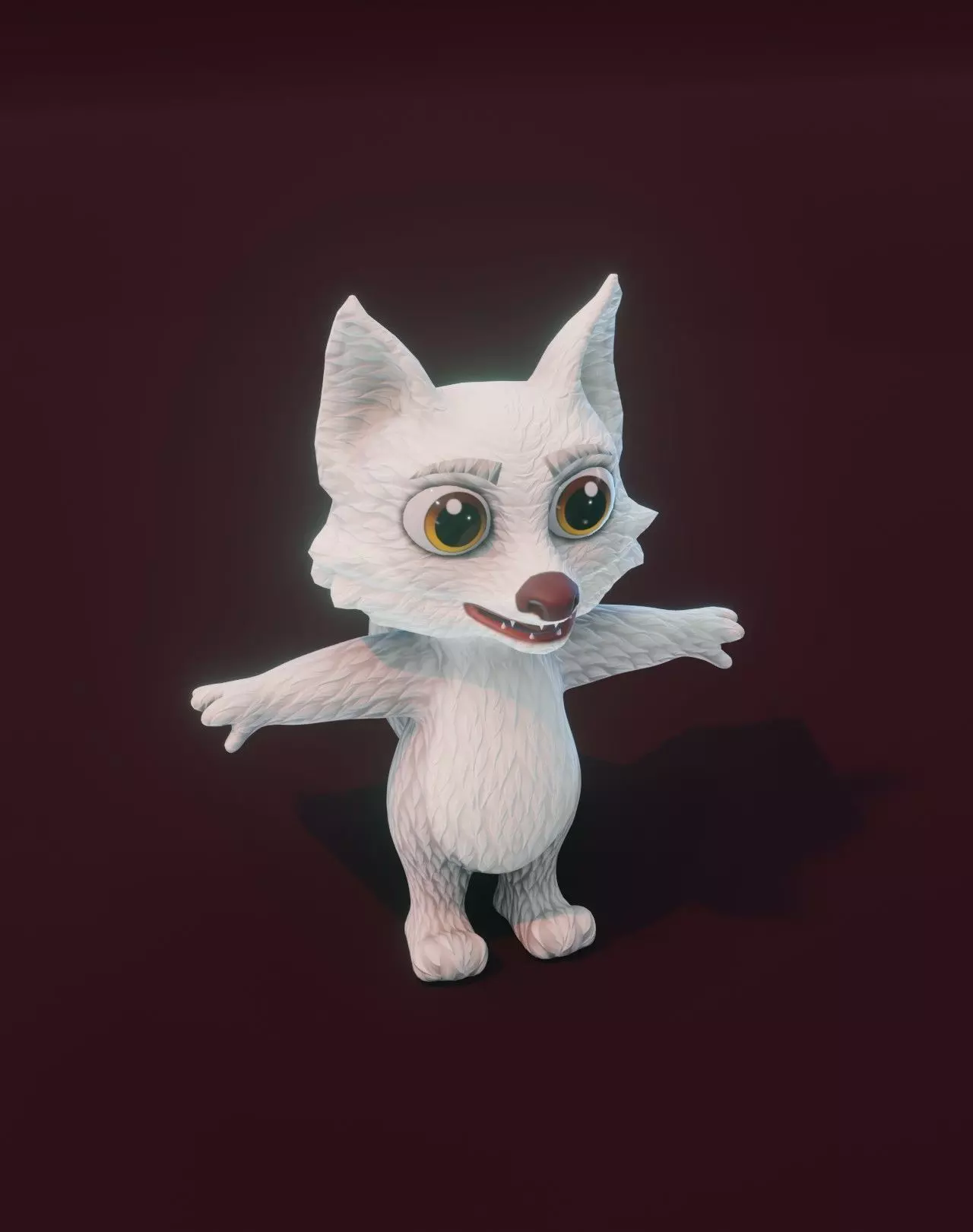 Cartoon Arctic Fox 3D Model Low-poly 3D model_0