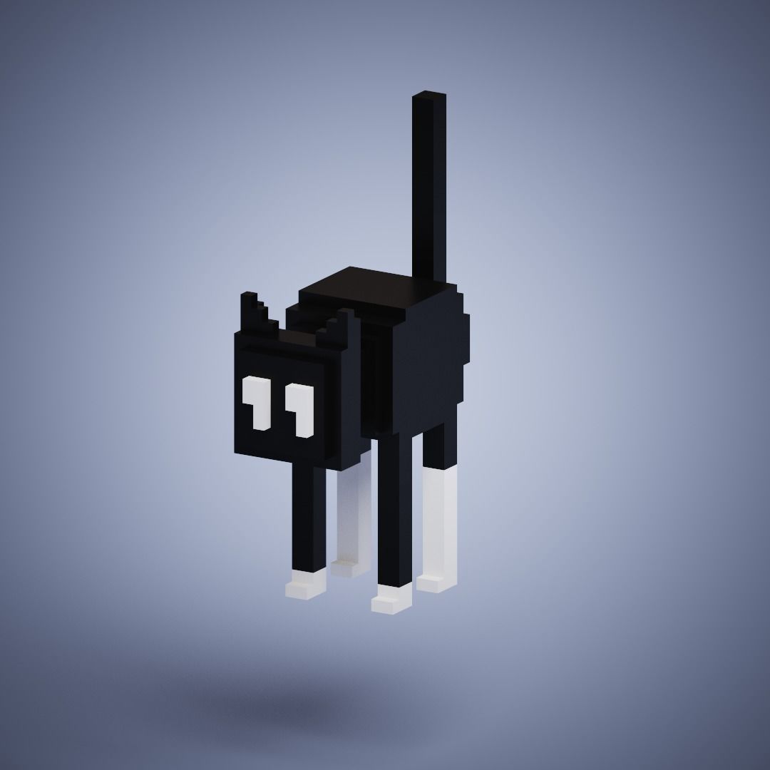 Black Cat NFT model Rigged with Animation Character  Low-poly 3D model_7