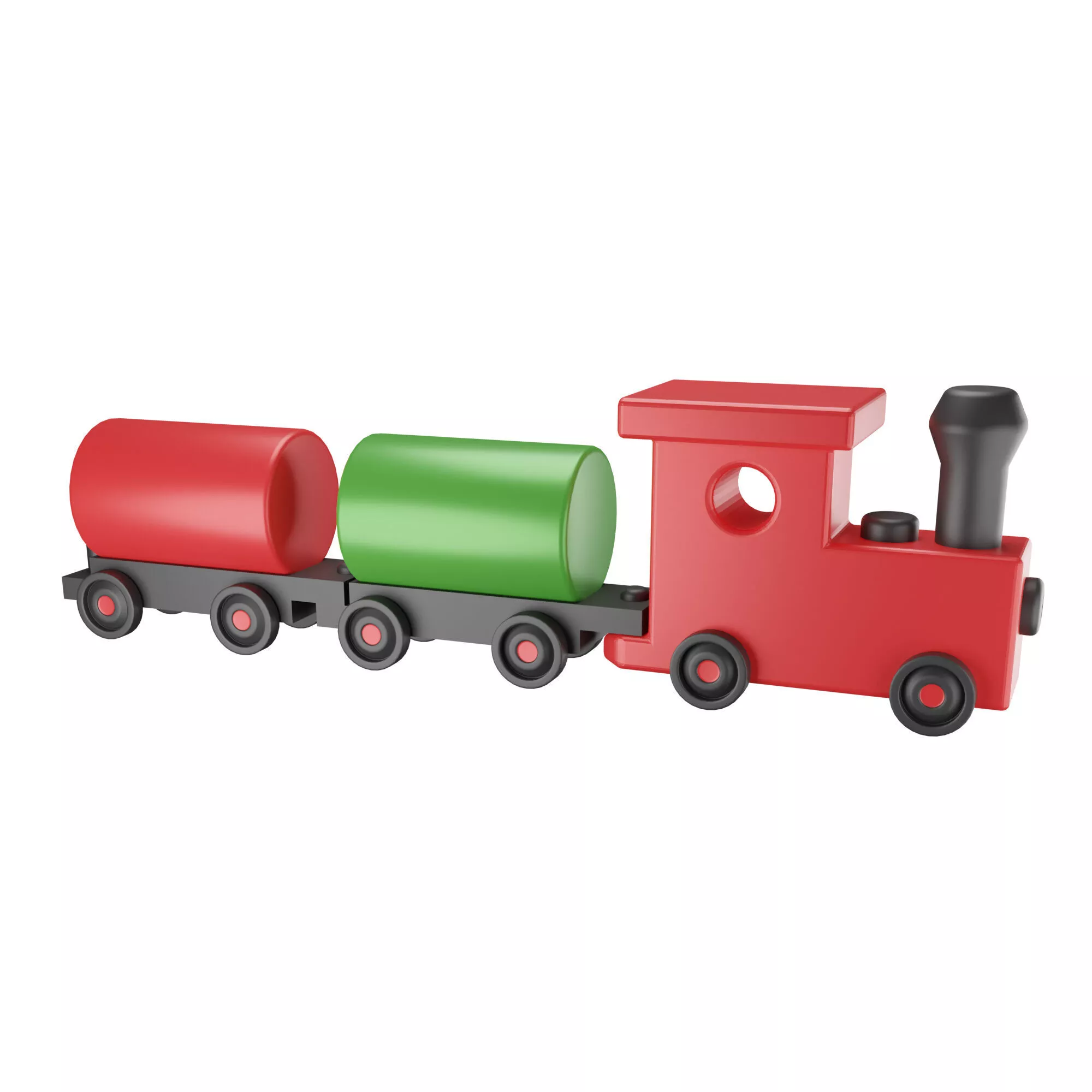 Wooden Toy Train Low-poly 3D model