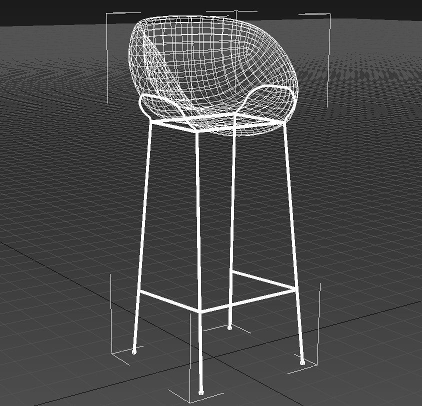 Curved stool crome base 3D model_13