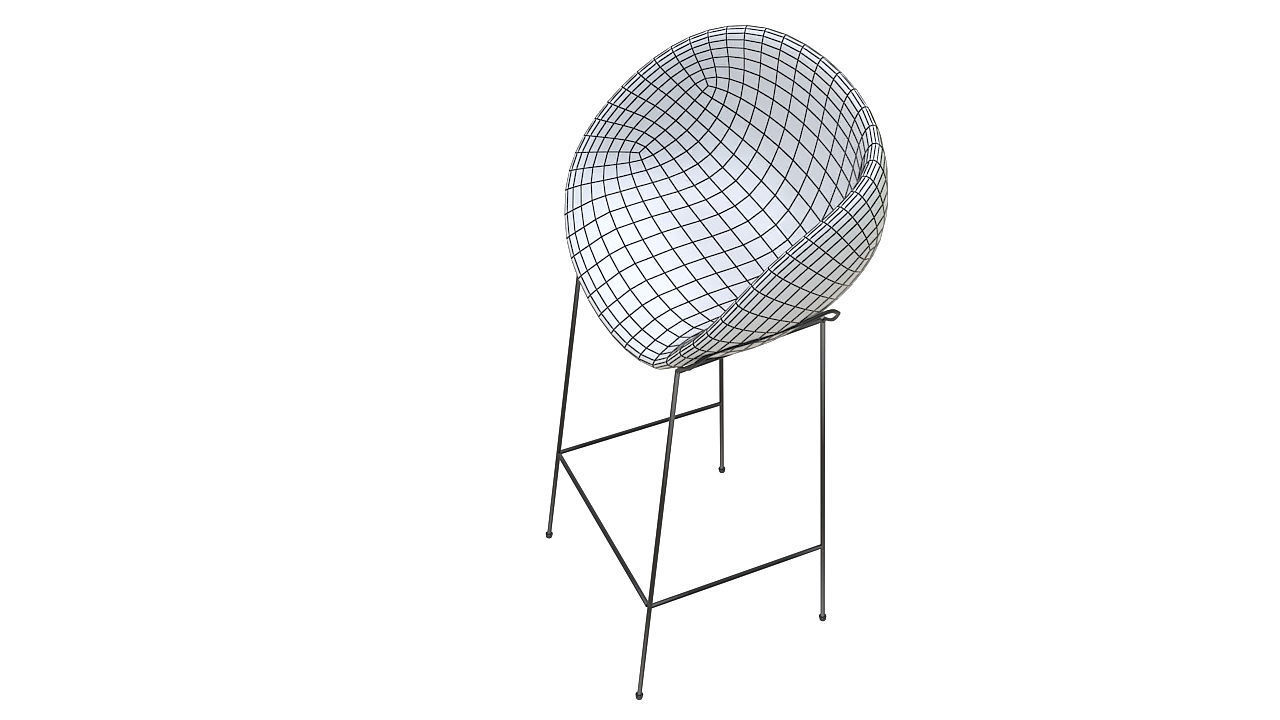 Curved stool crome base 3D model_9