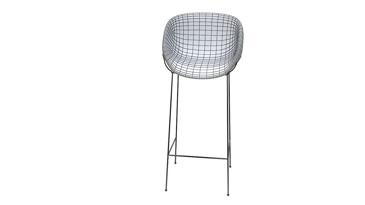 Curved stool crome base 3D model_8