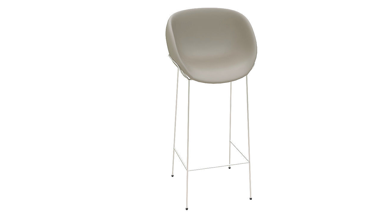 Curved stool crome base 3D model_1