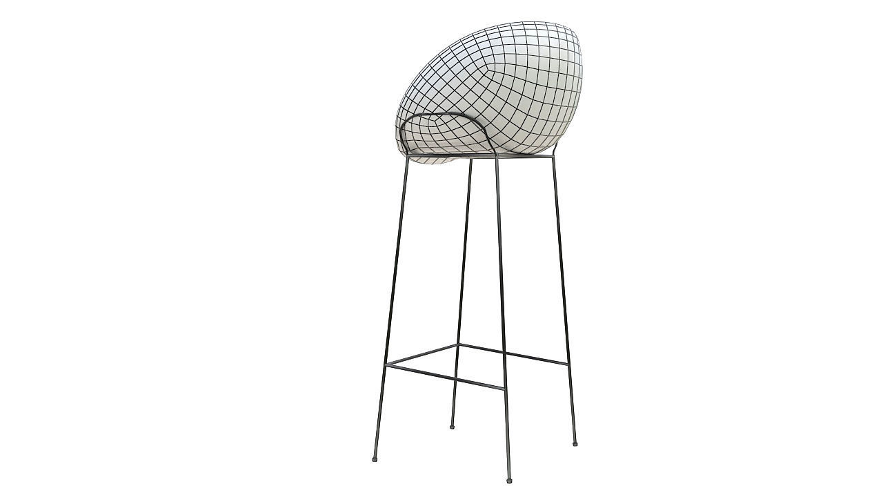 Curved stool crome base 3D model_10