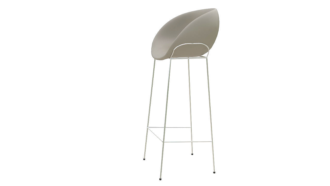 Curved stool crome base 3D model_3