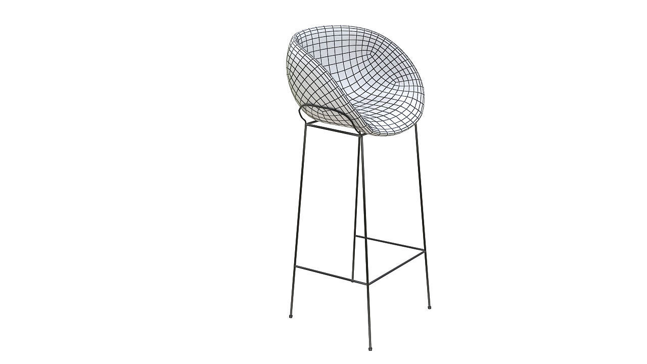 Curved stool crome base 3D model_12