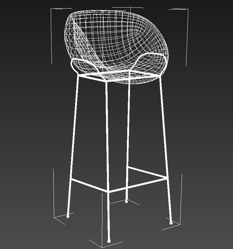 Curved stool crome base 3D model_14