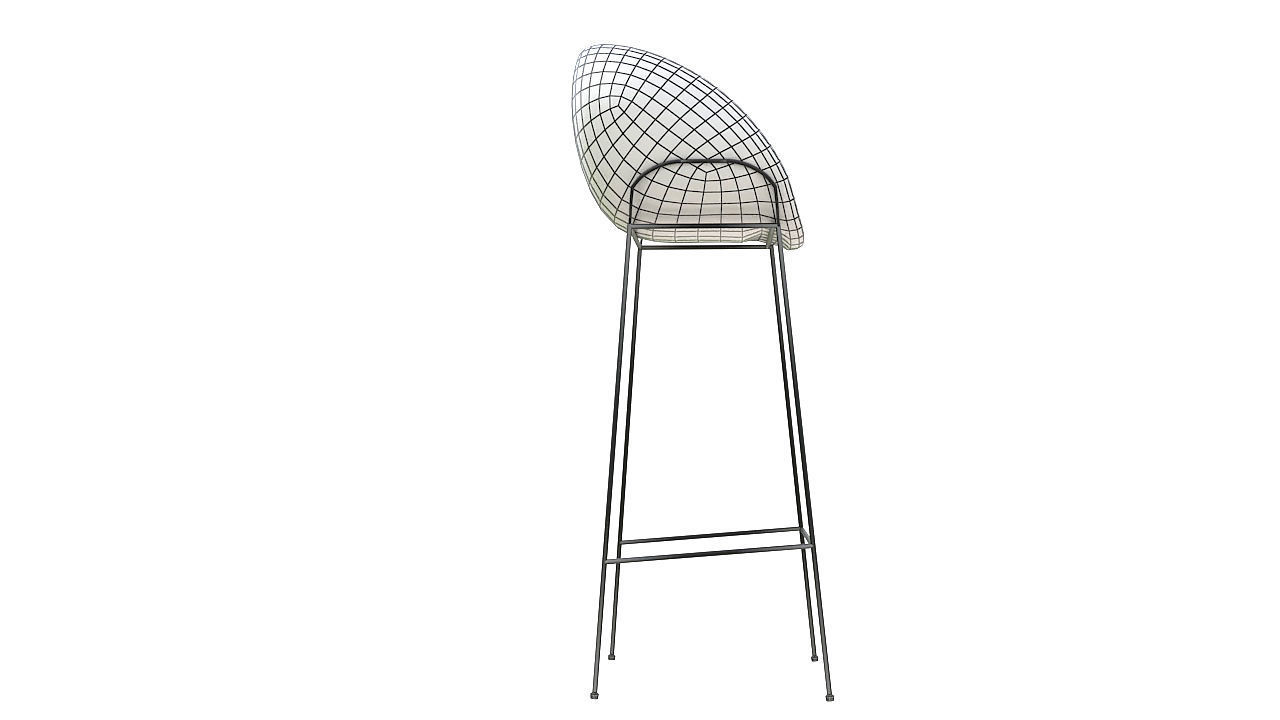 Curved stool crome base 3D model_7