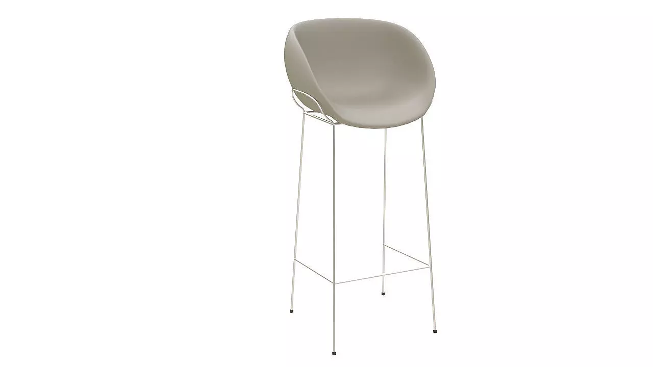 Curved stool crome base 3D model_0