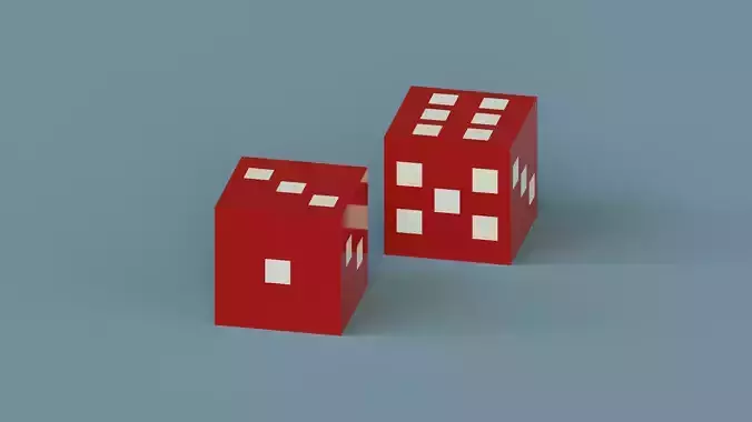  Voxel Dice  Low-poly 3D model