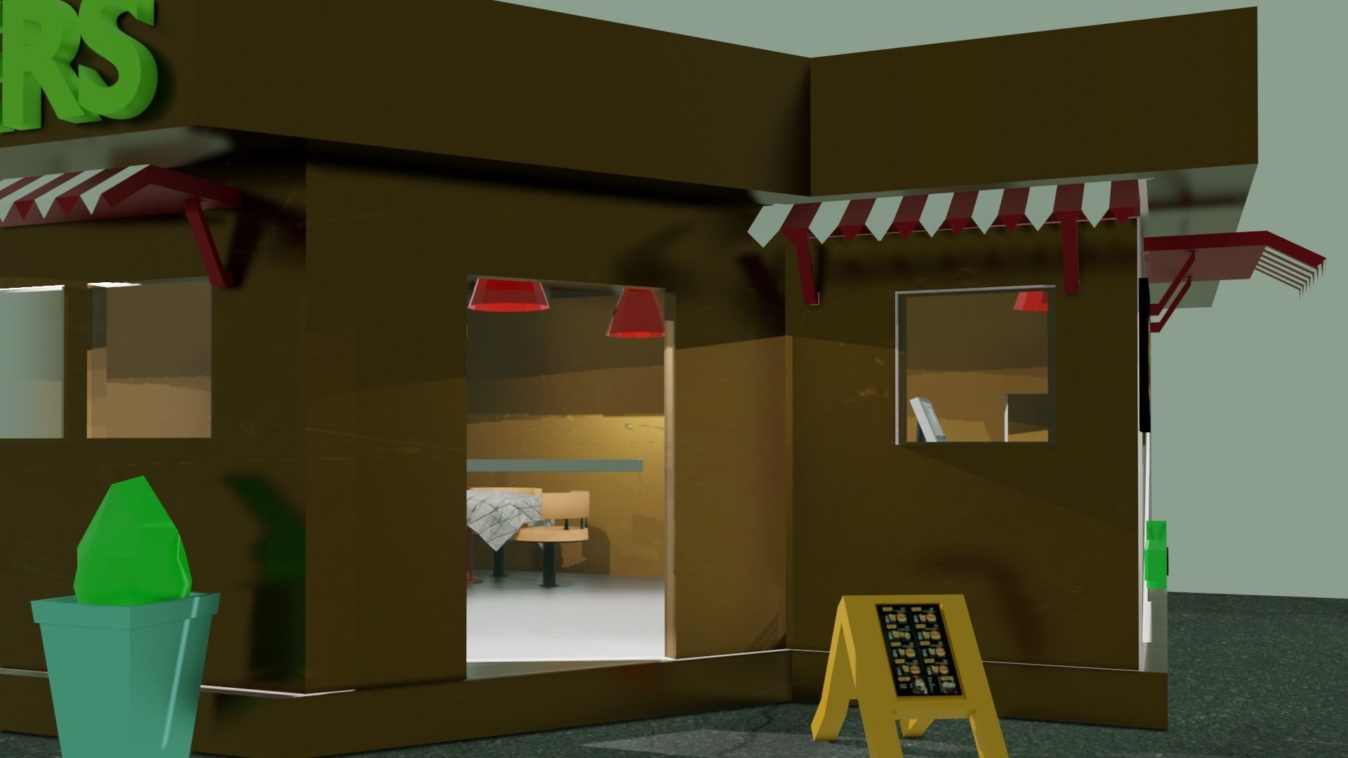 Burger Cafe 3D model_3